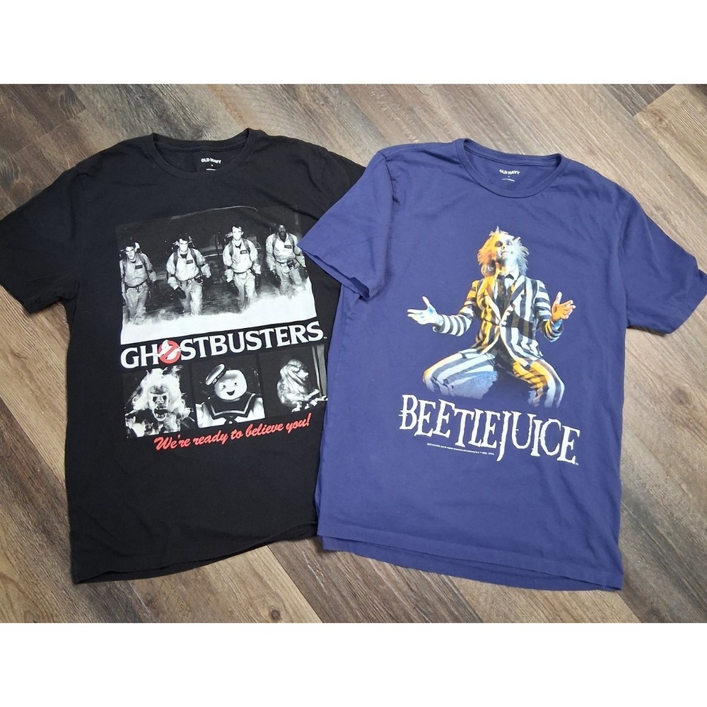 Beetlejuice & Ghostbusters Old Navy T Shirts Size‎ Medium  Halloween Casual